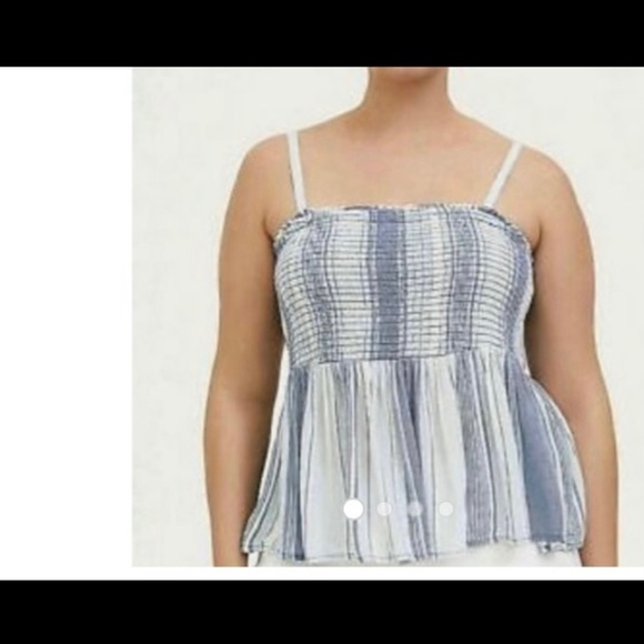 torrid Tops - Blue striped gauze babydoll top